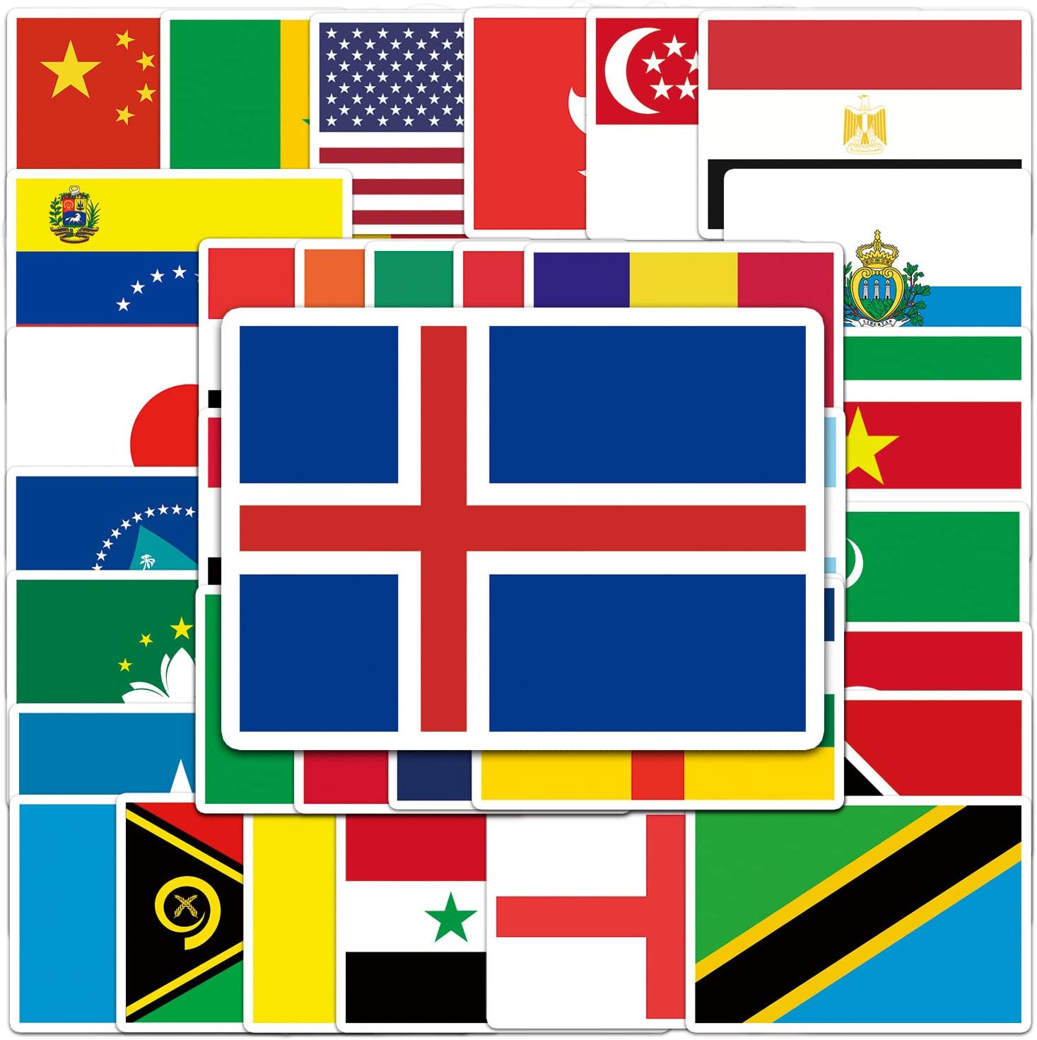 National Flag Country Map Stickers,100 Pcs World Flags Graffiti Vinyl Waterproof Decals for Water Bottles Computer Bicycle Skateboard Luggage Phone Pad Laptop Kids Teens Adults Stickers Pack image number 5