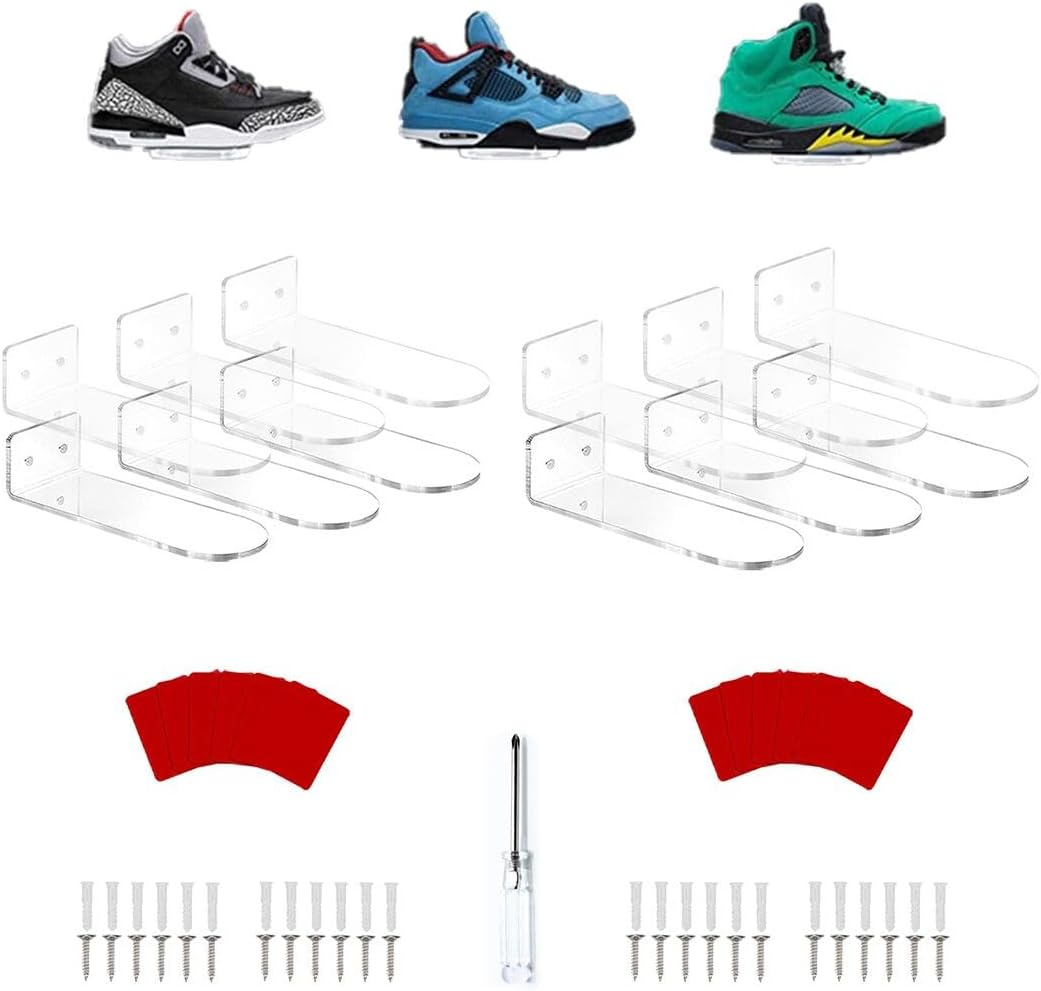 Floating Shoe Rack,Acrylic Clear Wall Mounted Shoe Display Shelf,Display Shoe&Sneaker Collectible Mini Shoe Rack for Gaming Room Room Decor for Men (12) image number 2