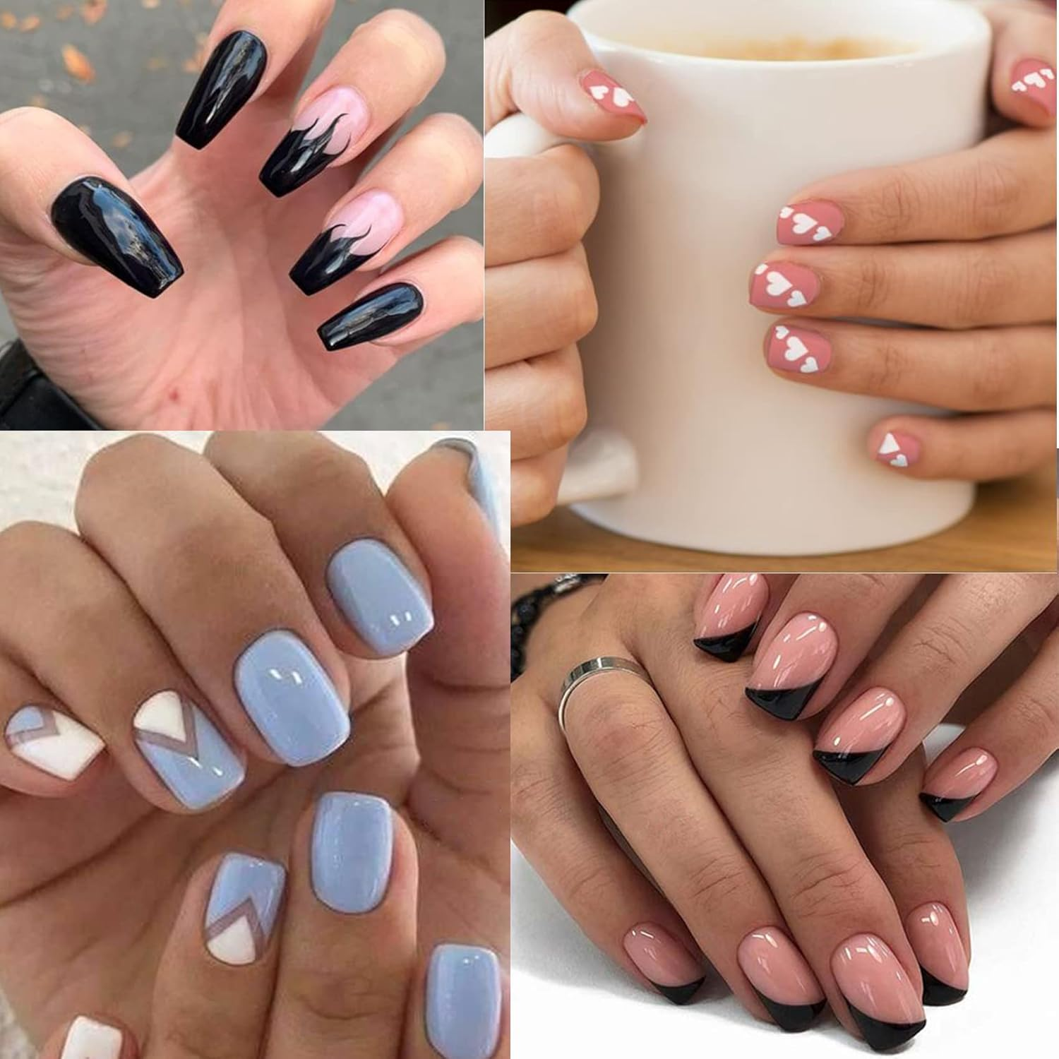 Tailaimei 802 Pieces 36 Designs Nail Stencils French Tip Guides, Nail Art Stickers Form Fringe Guides Vinyl, 24 Sheets image number 2