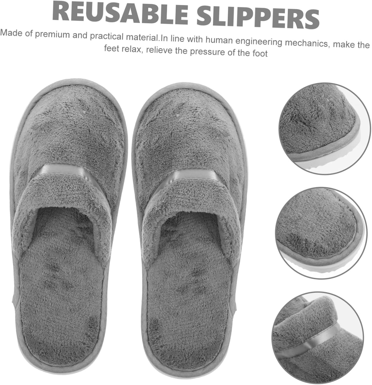 OATIPHO 2Pairs Women Fluffy Slippers Hotel Unisex Fleece Spa Slippers Breathable Bathroom Guest image number 6