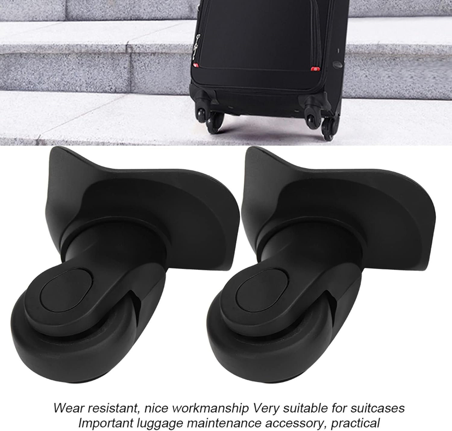 Locadence 1Pair Luggage Silent Wheel, Suitcase Repair Rotatable Wheels Luggage Maintenance Accessory with Nail for Luggage Outdoor Supplies image number 4