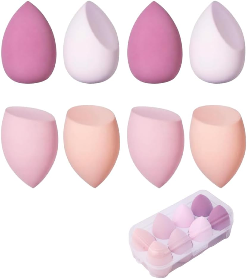 FACAING 8 Pcs Makeup Sponge Set 3 Shapes Beauty Blender Kit for Liquid Foundation Powder Cream and Sunscreen Latex-Free Cosmetic Applicators with Ergonomic Design image number 3