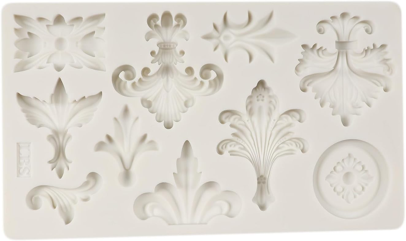 MINFEIDMS Baroque Fondant Moulds Scroll Snail Lace Silicone Mould Relief Flower Shape Filigree Mould for Cake Decoration Cupcake Topper Sugar Craft Candy Chocolate Chewing Gum Paste Polymer