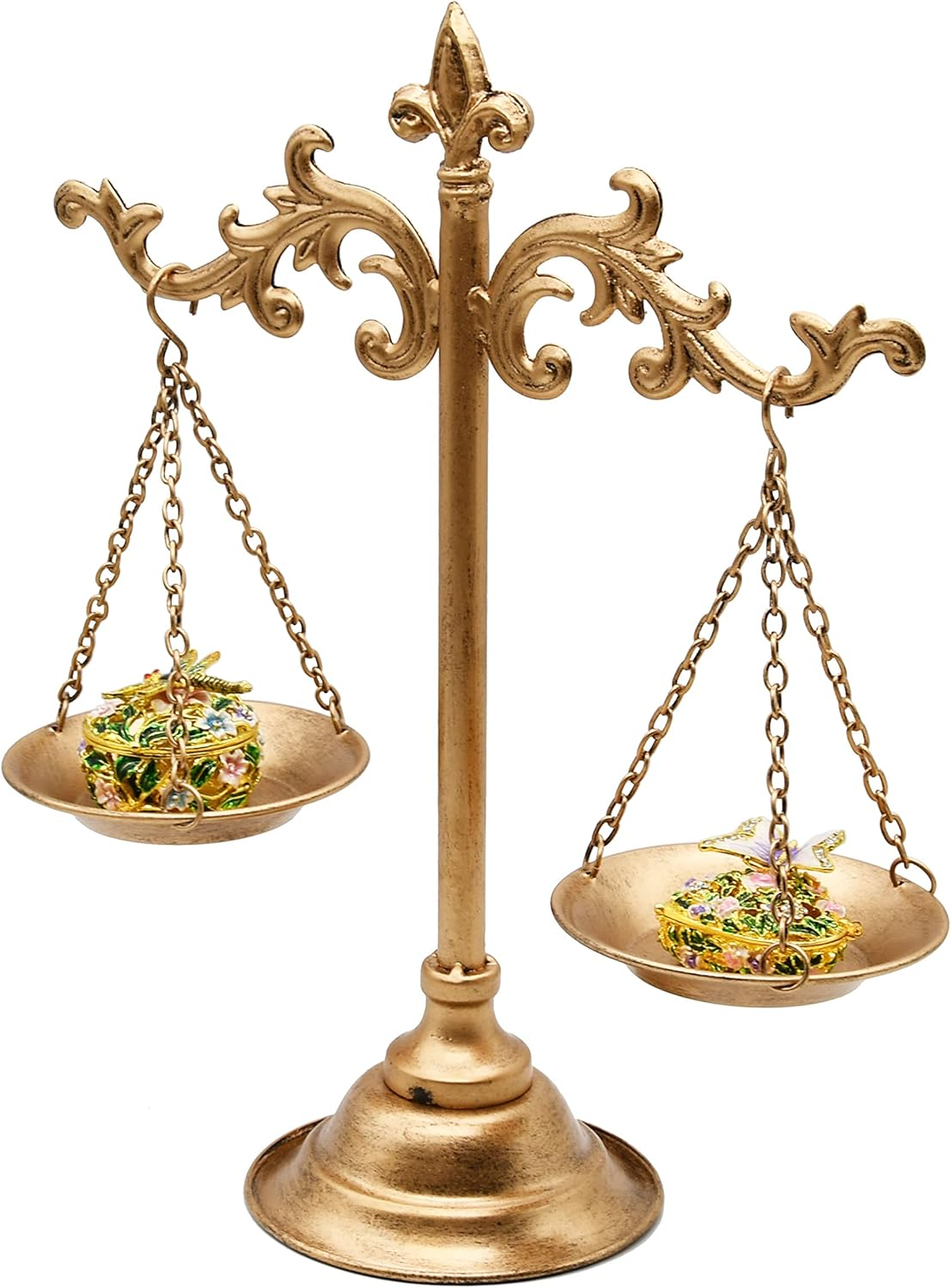 Owlgift Vintage Style Metal Libra Jewelry Towers, Scale Tray Display Cosmetic Organizer, Jewelry Storage, Unique Centerpiece Stand, Lawyer Scale of Justice, Farmhouse Candleholder &ndash; Bronze image number 2