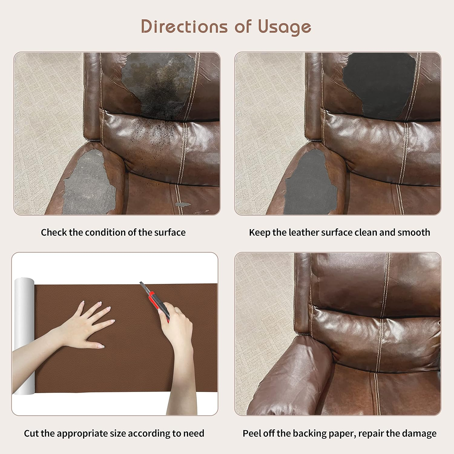 KING MOUNTAIN Leather Repair Patch,16 X 60 Inches Self Adhesive Leather Repair Tape for Damaged Leather Furniture, Sofa Seating,Car Seats, Leather Goods(Black) image number 1