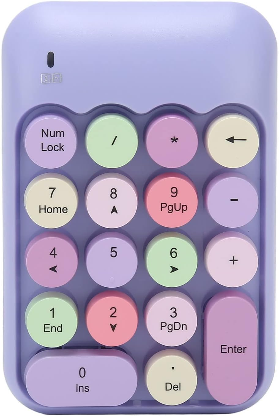Wireless Number Pad, 2.4Ghz Wireless Numeric Keypad 18 Keys Colorful Retro Portable Number Pad with USB Receiver, Financial Accounting Keyboard Extensions for Laptop (Purple Theme) image number 4