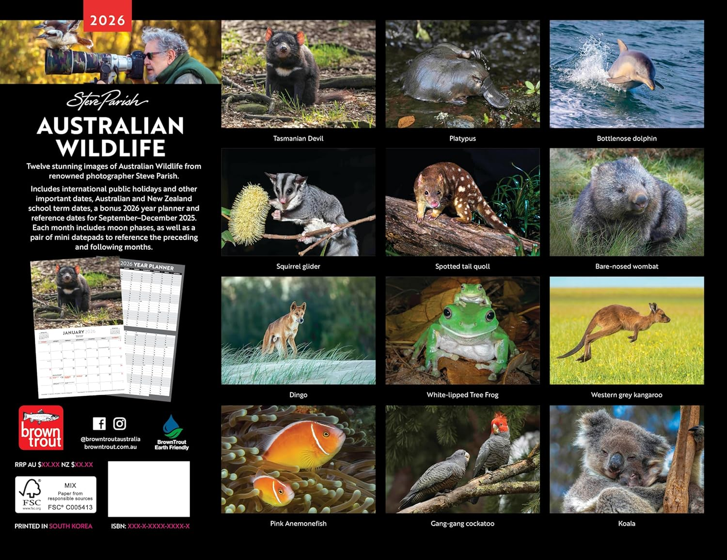 Australian Wildlife - Steve Parish 2026 Landscape Wall Calendar image number 1