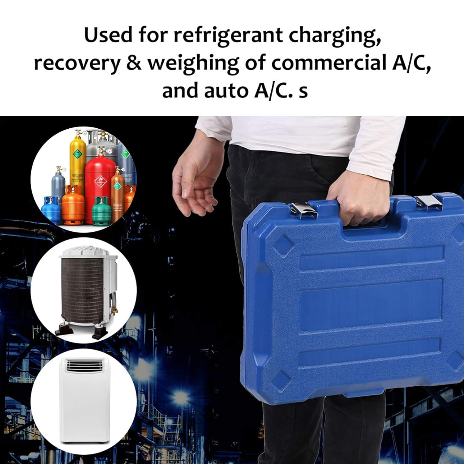 High Capacity Refrigerant Charging Scale 220Lb, Electronic Weight Scale with LCD Display and 6FT Coil for A/C, Digital Electronic Refrigerant Charging Weight Scale