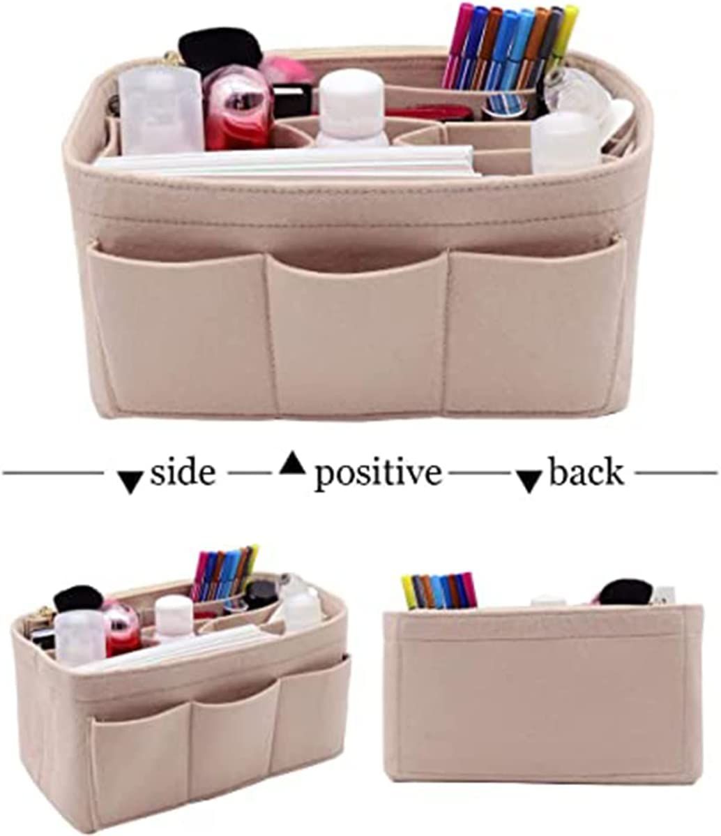 Detachable Handbag Insert Bag Makeup Organizer Bag Cosmetic Insert Organizer Multi-Pockets Portable Purse Organizer for Travel (2Pcs) image number 5