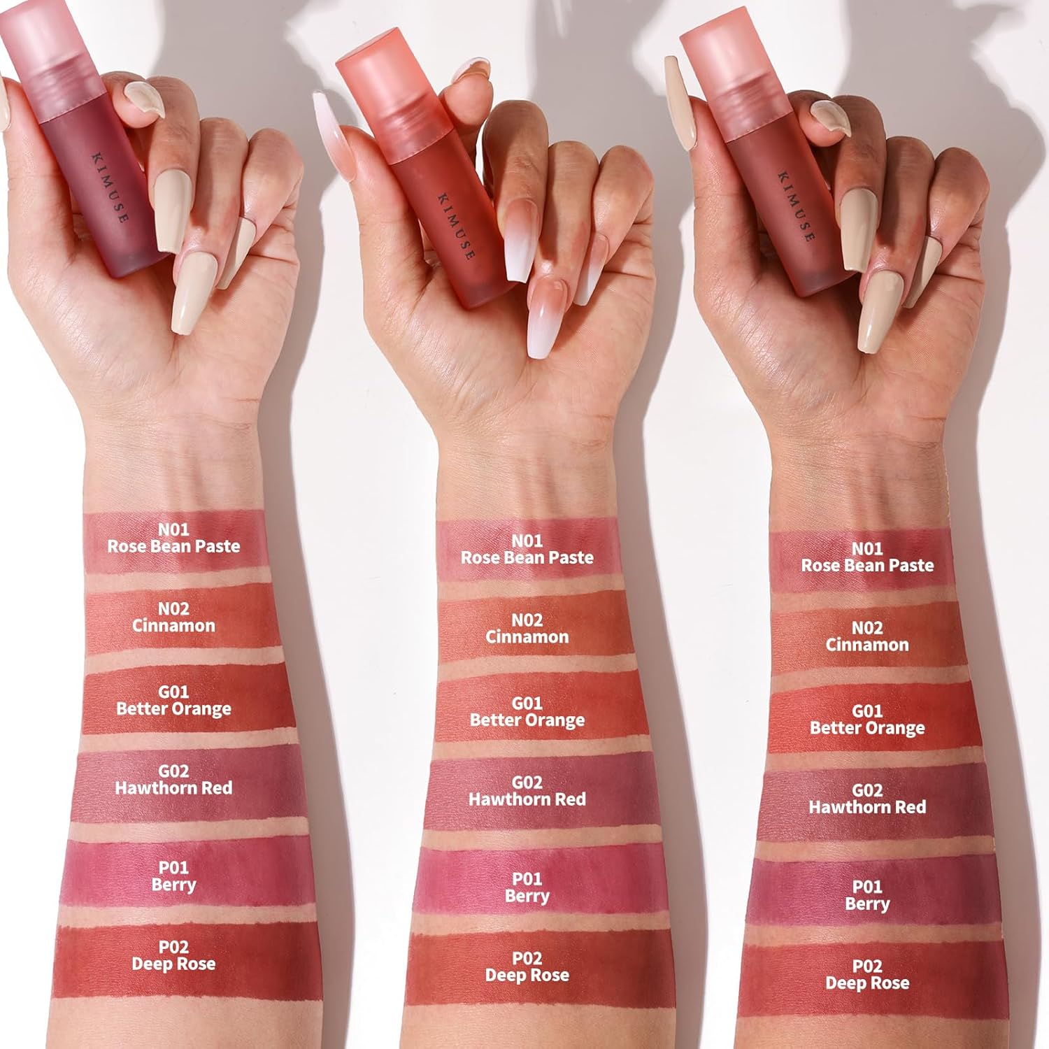 KIMUSE Lip Stain 6 Colors Set, Highly Pigmented Long Lasting Moisturizing Glossy Lip Tint Stains, Hydrate Lightweight Lip Gloss Makeup