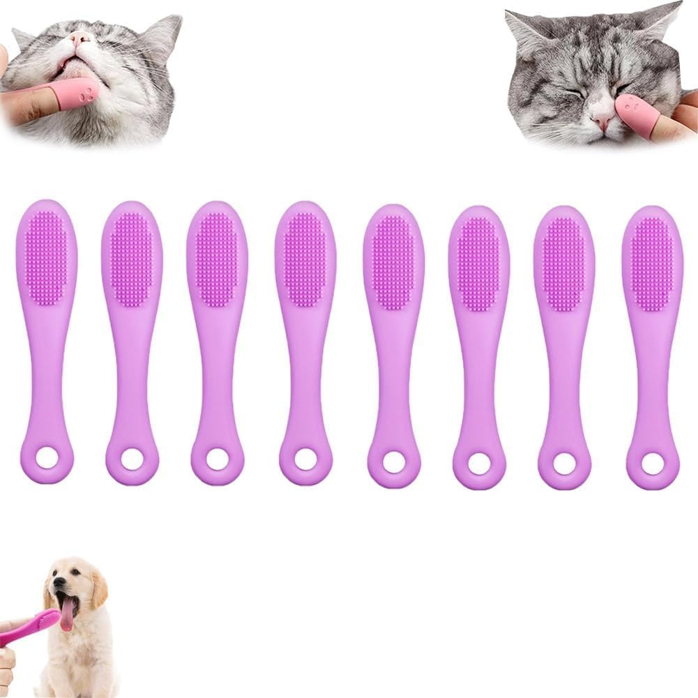 Silicone Scrubber for Cats Chin Cleaner, Silicone Cat Scrubber for Chin, Cat Chin Scrubber, Multifunctional Silicone Brush, Silicone Finger Toothbrush for Puppies and Cats(8Pcs,Pink image number 4