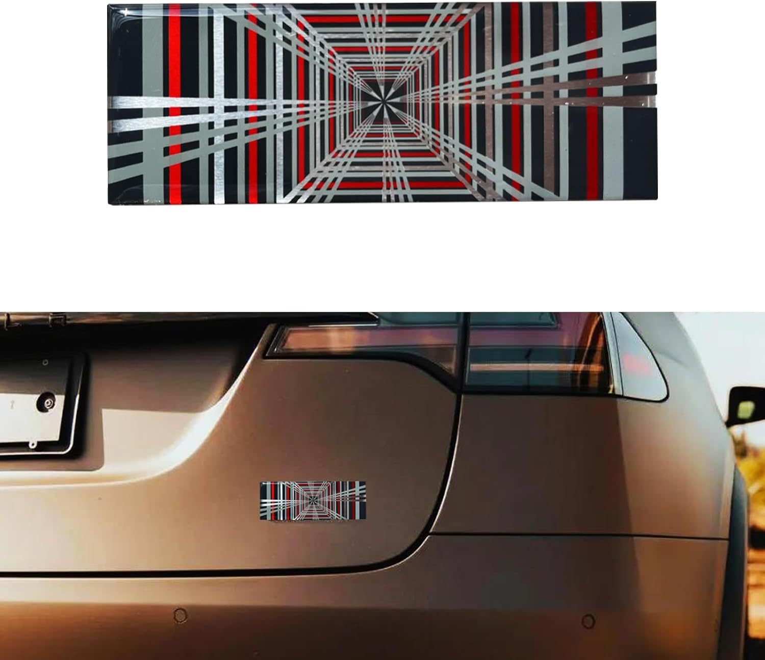 YHCDSEA Model 3 Y Dual Motor Badge Emblem Sticker Plaid Decor Compatible for Tesla Model 3 Y X S Accessories (Matt Black-Black Line)