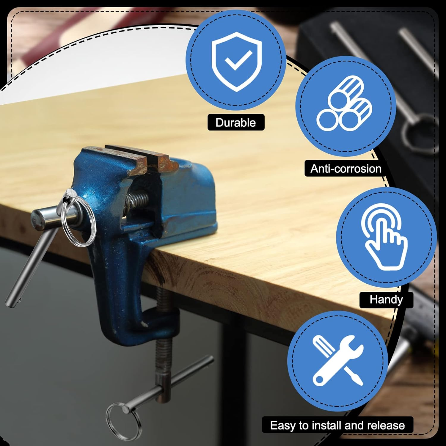 LEIFIDE Quick Release Pins for Bimini Top, Diameter 0.25 Inch, Usable Length 2 X 19/25'' (70Mm) Total Length 3 X 3/20'' (80Mm) Bimini Top Pin Marine Hardware Stainless Steel Trailer Pin(8 Pcs) image number 1