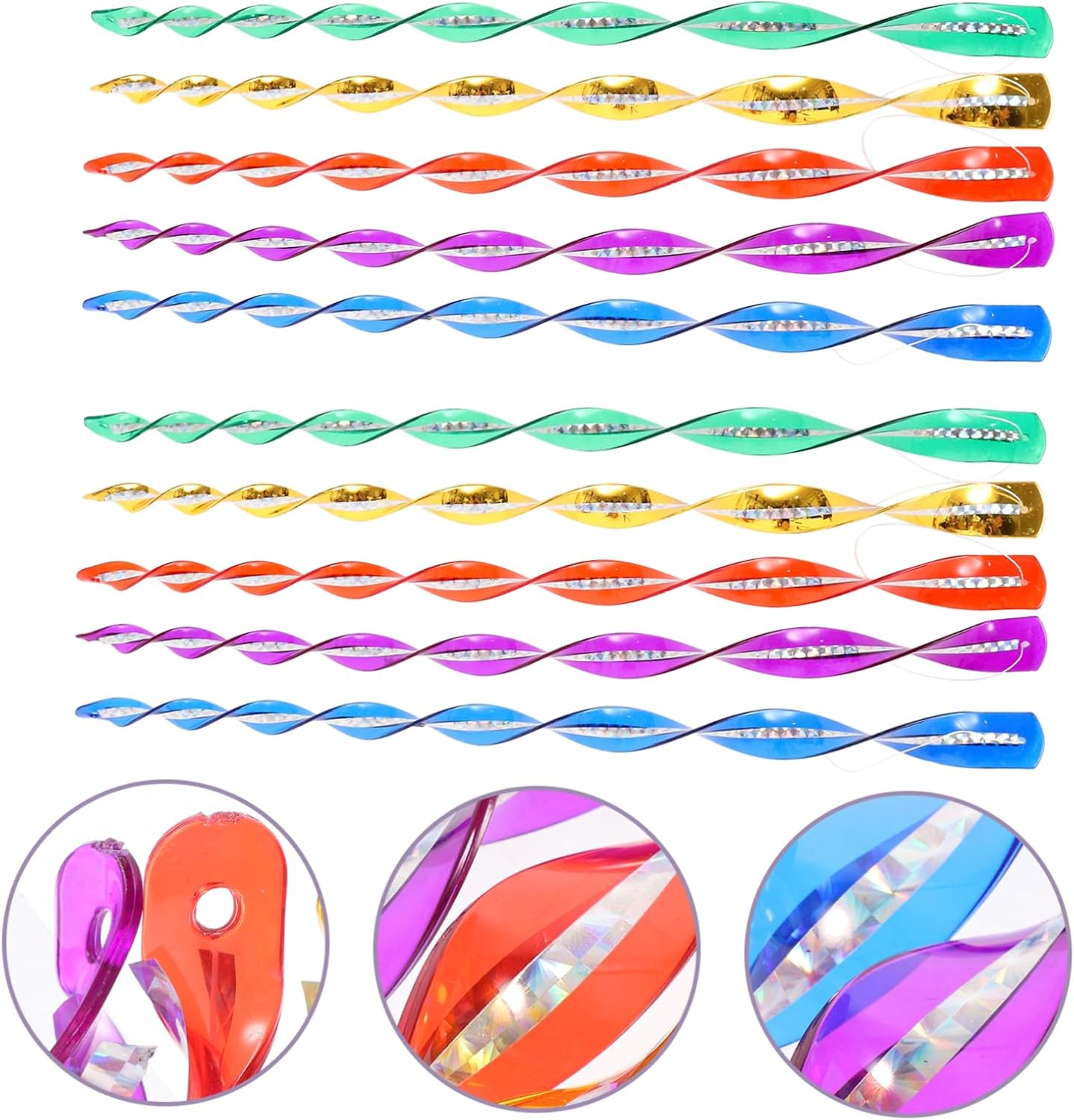 BESPORTBLE 10Pcs Spiral Scare Rods Bird Reflective Strips Deter Pigeons and for Gardens image number 4