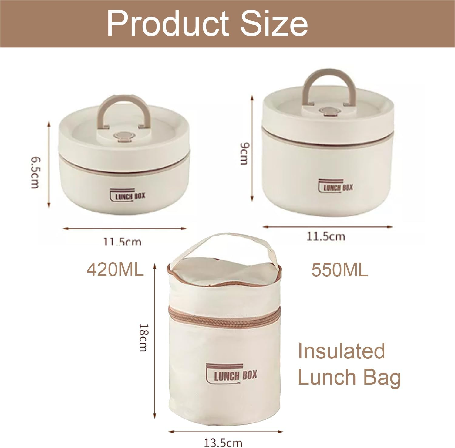 Uandhome Insulated Bento Box with Bag, Stainless Steel Microwave Lunch Box Food Containers, Portable Stackable Thermal Keep Warm Lunch Container for Adult Kids Men Women (420Ml*1+550Ml*1) image number 5