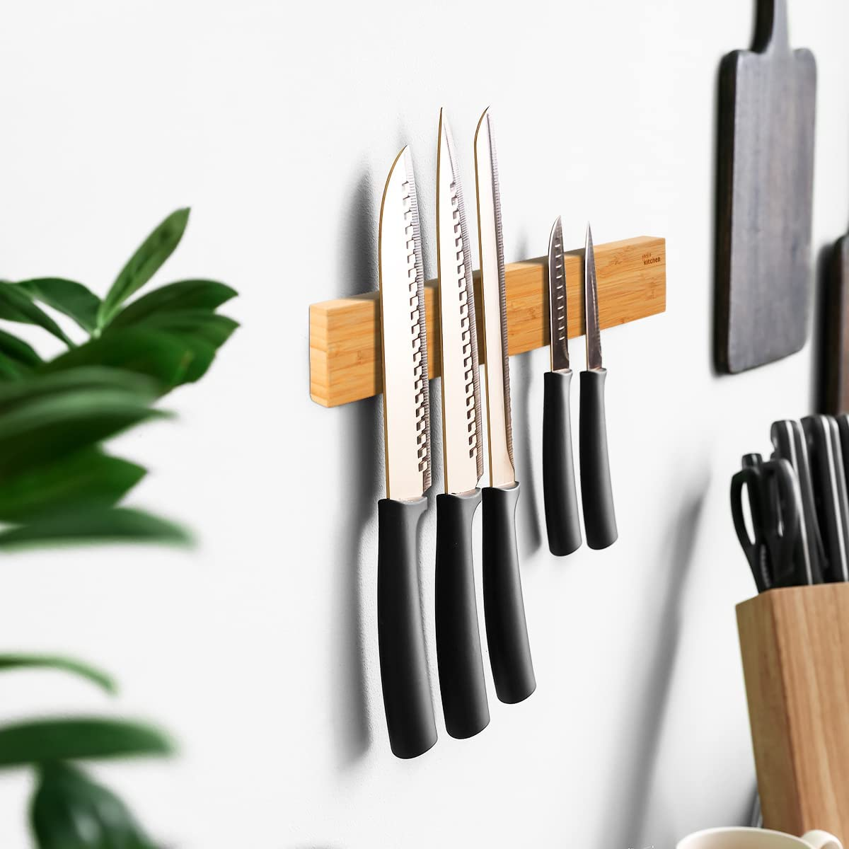 Joeji'S Kitchen Magnetic Knife Holder 16" 40Cm - Made from Bamboo - Extra Strong Magnetic Rack - Wall Mounted Kitchen Knives & Utensils Storage Organiser image number 3