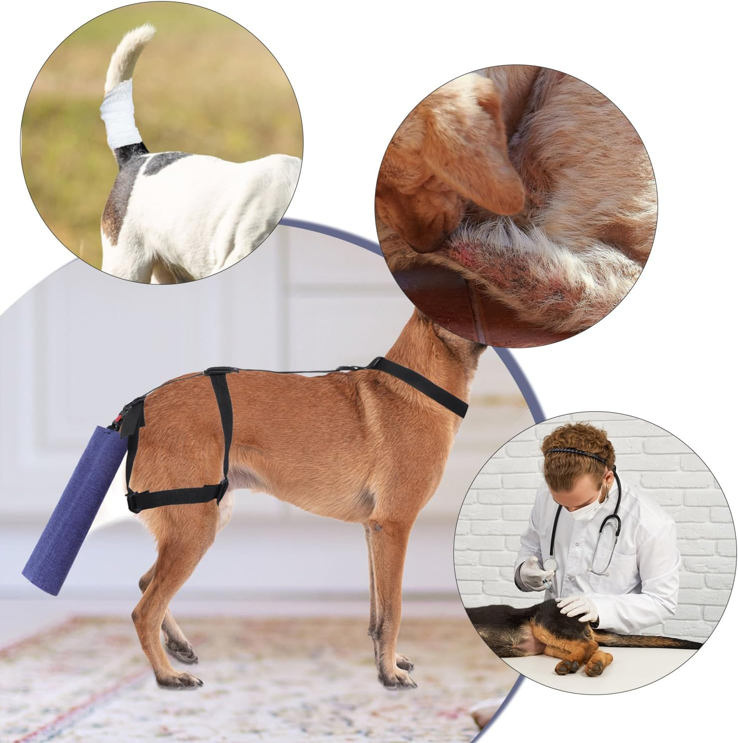Gosknor Dog Tail Protector, Adjustable Dog Tail Sleeve Dog Tail Cover for Wounds Dog Tail Bandage to Prevent Licking Wounds for Tail Wound Healing image number 3