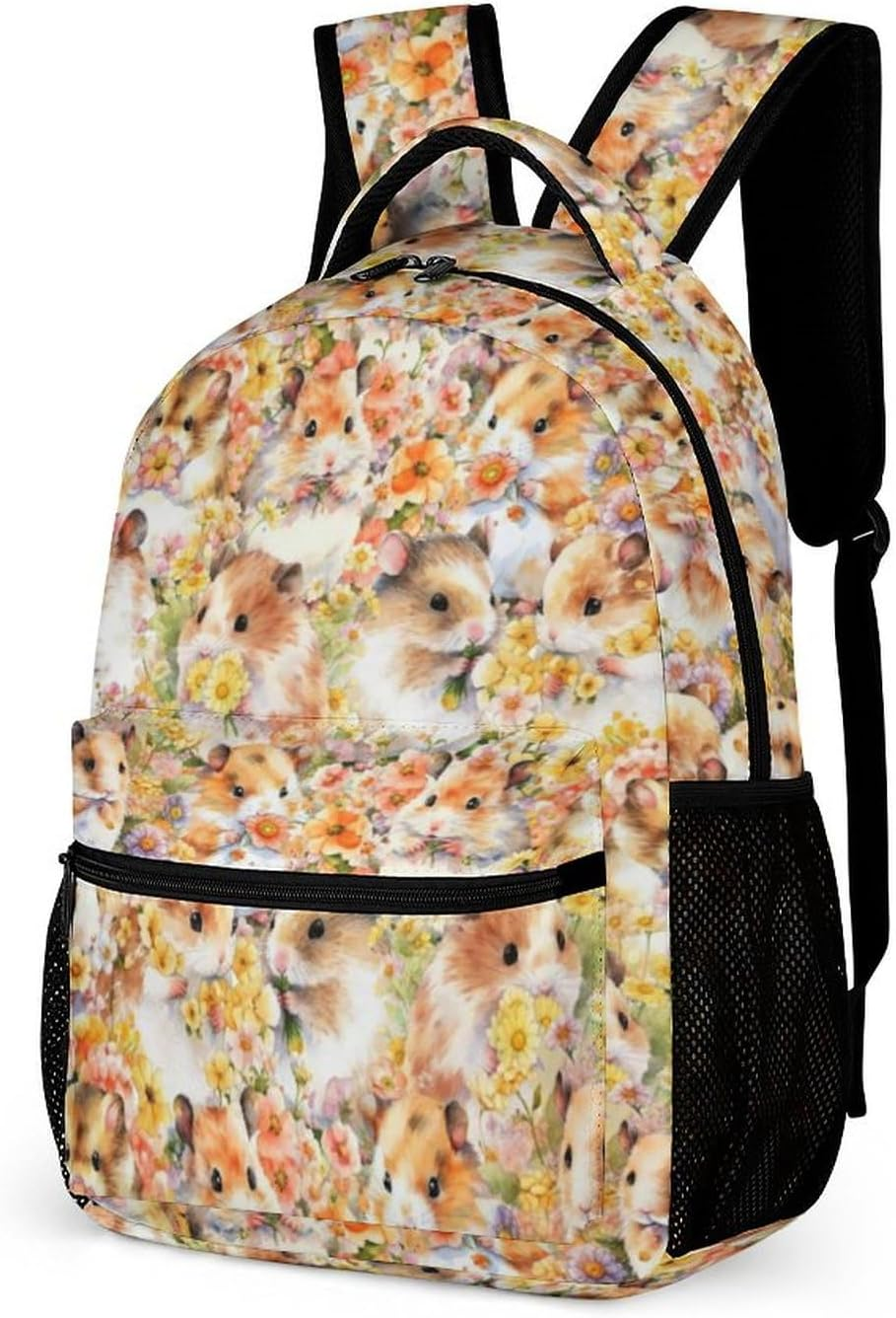 Hamster Backpack for Kids Girls Boys School, 16 Inches Hamster Bookbag, Hamster Backpack for School