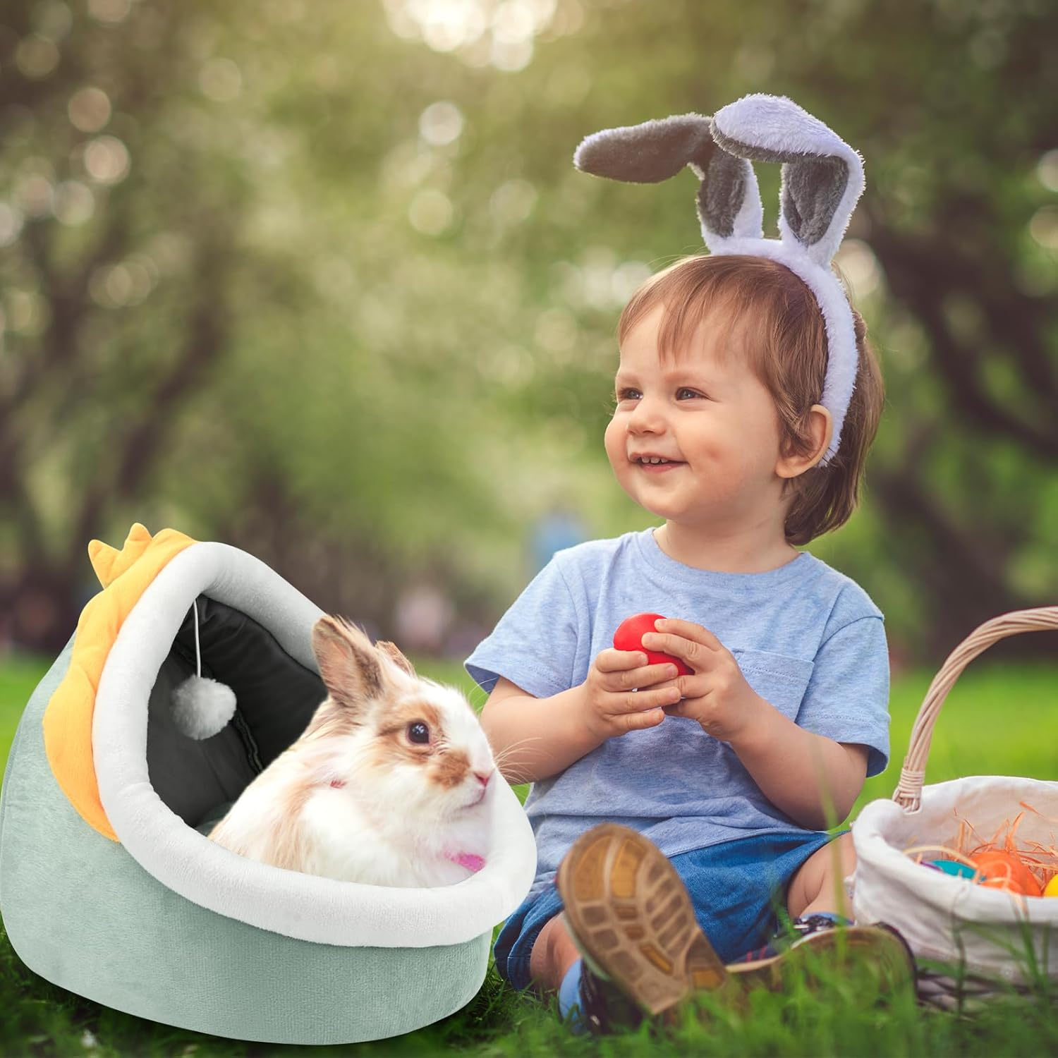 Cat Beds for Indoor, Small Dog Cave Bed with Anti-Slip Bottom, Super Soft Calming Pet Sofa Mat with Removable Cushioned Pillow for Cats, Puppies & Rabbits image number 5