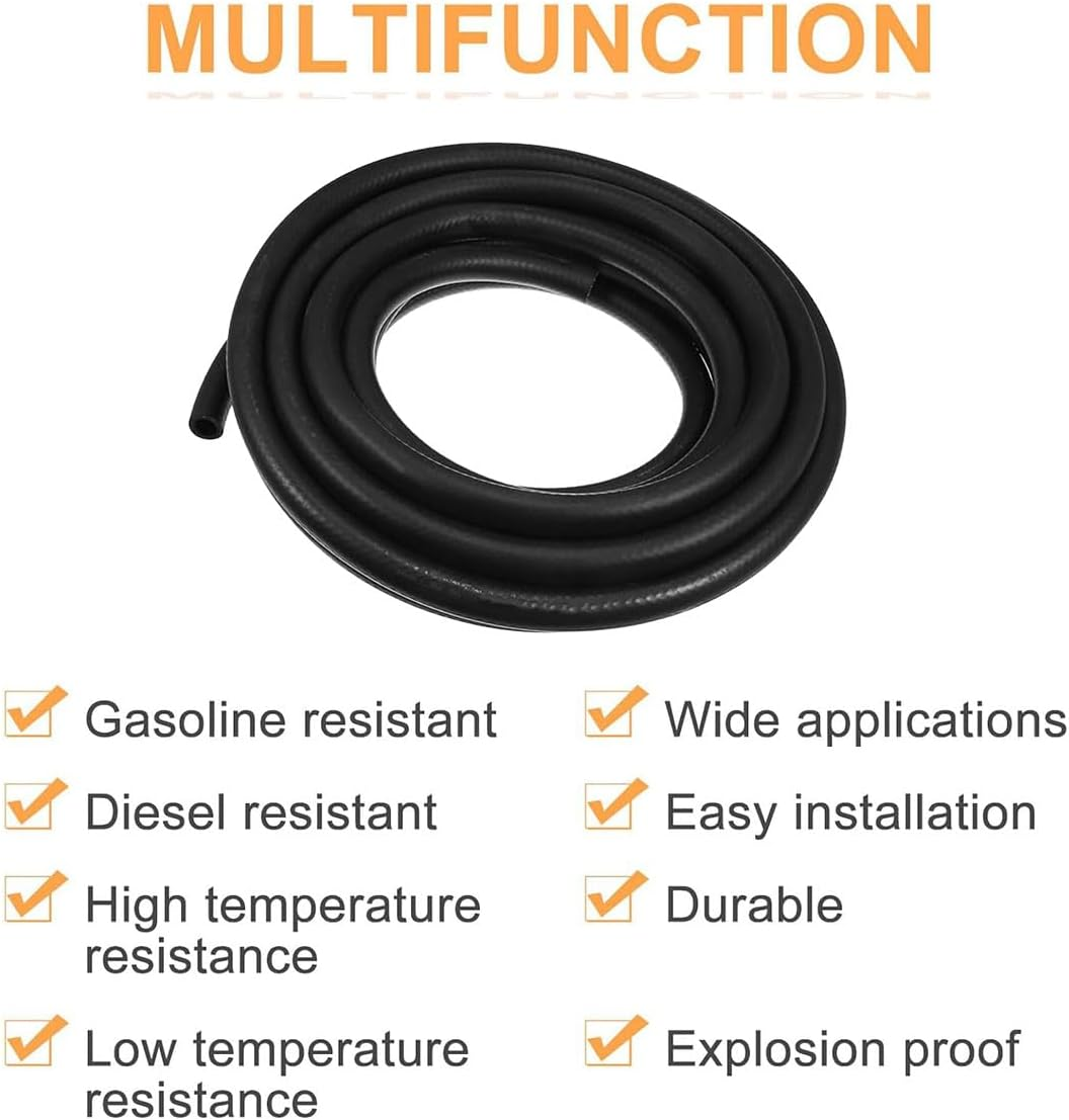AIMALL 2M Low Pressure Fuel Rubber Hose with 10Mm/12Mm ID, Oil-Resistant Gasoline Engine Tubing Pipe for Automotive Radiator Diesel Petrol Line Flexible Braid-Reinforced image number 4