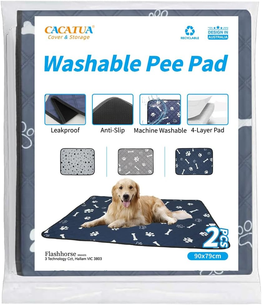 2-Pack 90 X 79Cm Super Absorbent Washable Pee Pad for Dogs, Leak-Proof, Non-Slip, Reusable Puppy Potty Training Pad for Couch, Crate, Bed, Blue-Bone image number 4