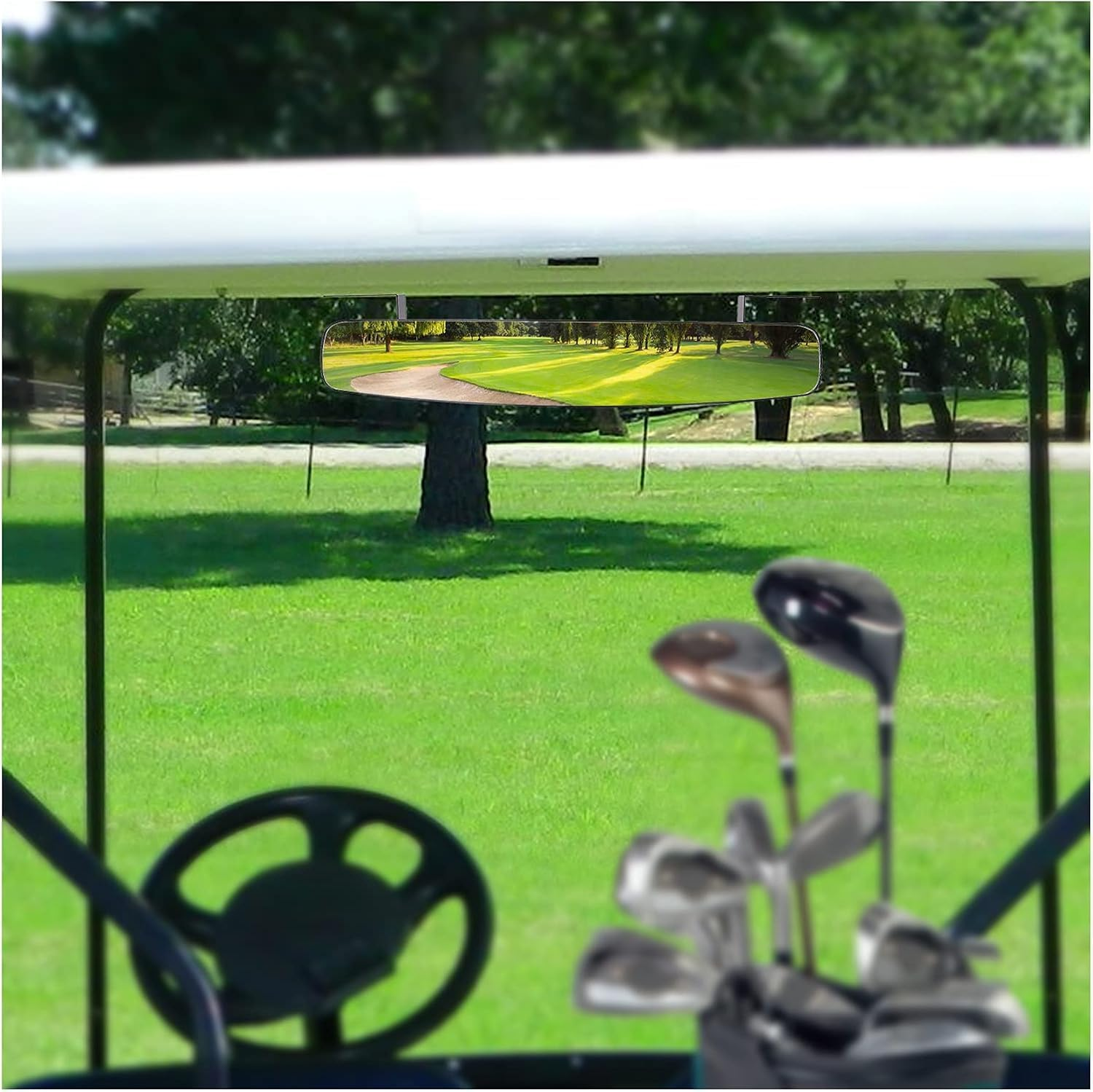 Golf Cart Rear View Mirror, Universal Extra Wide 180 Degree Panoramic Mirror Fit for EZGO Club Car Yamaha image number 5