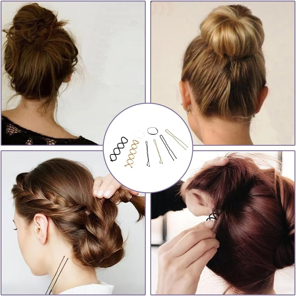 Bobby Pins, 356 Piece Hair Pins Set, Spiral Hair Clips Set, U-Shaped Wave Shape Hair Clips with Storage Box for Girls, Children, Hair Styler, Women image number 5