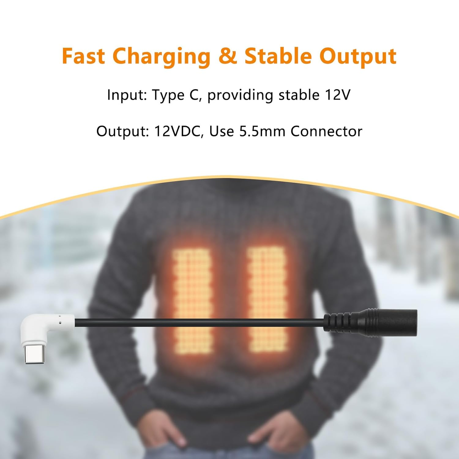 Xzgm 12V Heated Jacket Battery Typec Step-Up Cable Compatible with Milwaukee M12 Makita Snap-On Metabo Craftsman AEG Gear Adapter Charger image number 5