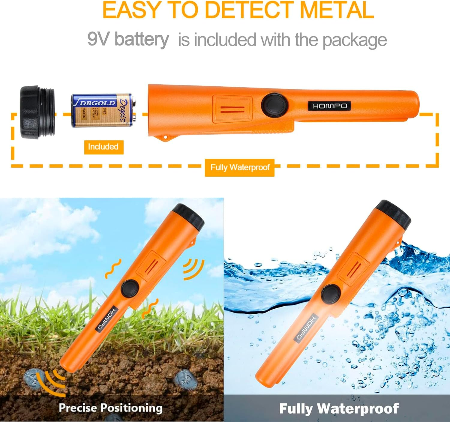 Metal Detector Pinpointer - Fully Waterproof Handheld Pin Pointer Wand, High Accuracy Professional Search Treasure Pinpointing Finder Probe image number 5