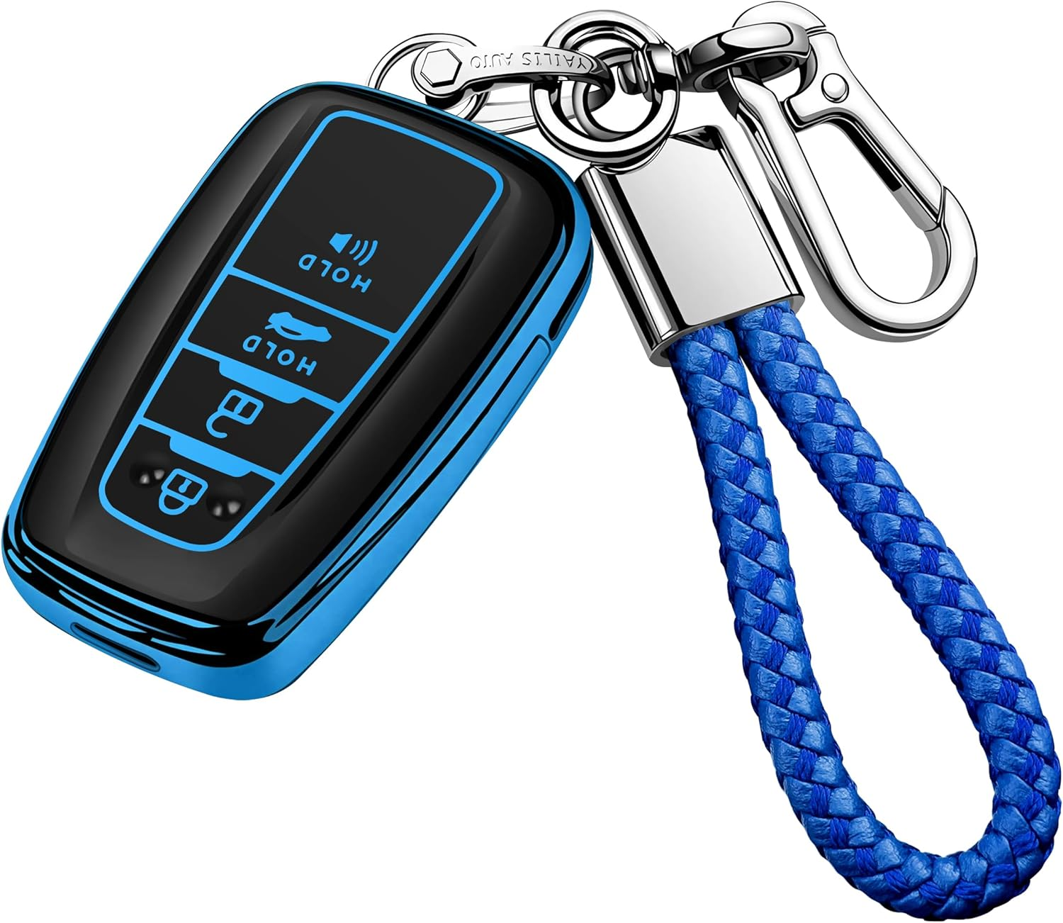 Tukellen for Toyota Key Fob Cover with Keychain Special Soft TPU Key Case Protector Compatible with 2018-2020 Toyota RAV4 Camry Avalon C-HR Prius Corolla(Only for Keyless Go)-Silver