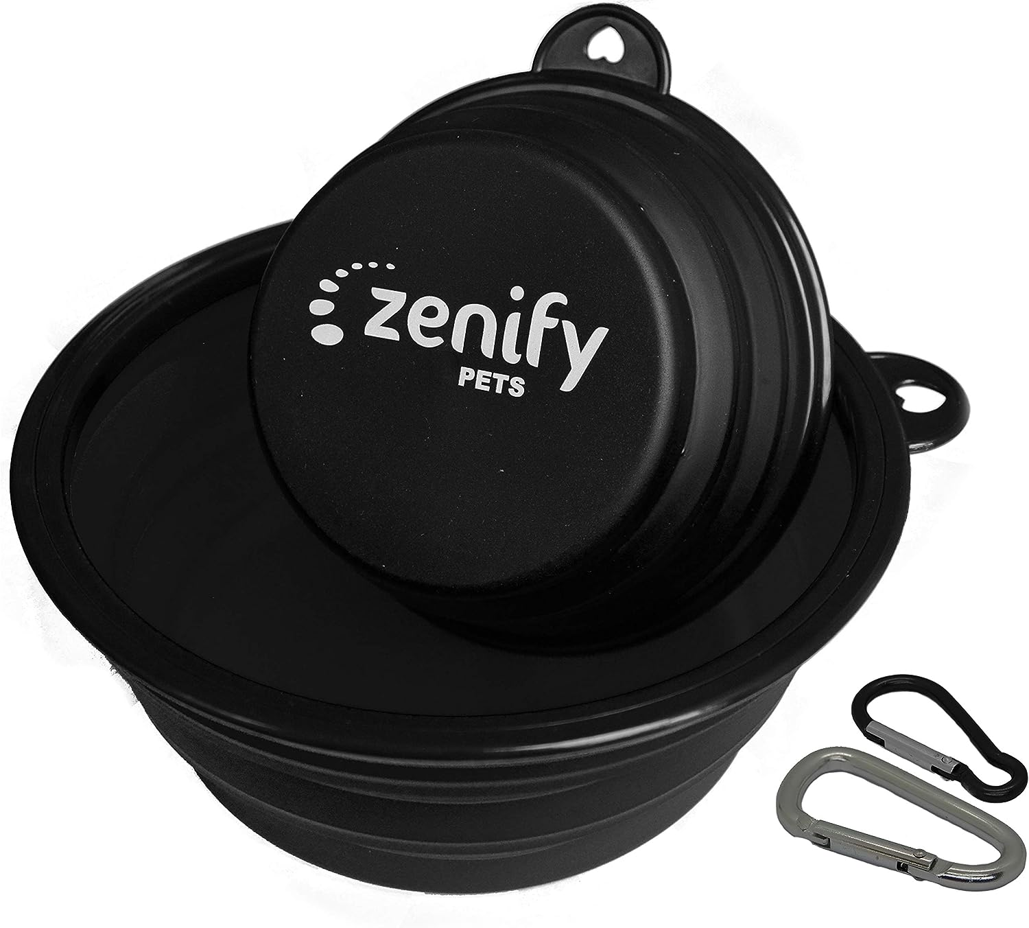 Zenify Dog Bowl Food & Water Feeder 2 Pack - Extra Large 1000Ml 17.8Cm & Small 400Ml 12.7Cm Collapsible Portable Foldable Travel Dish Leash Lead Slim Accessories for Puppy Dogs (Pink Xl/Blue S)