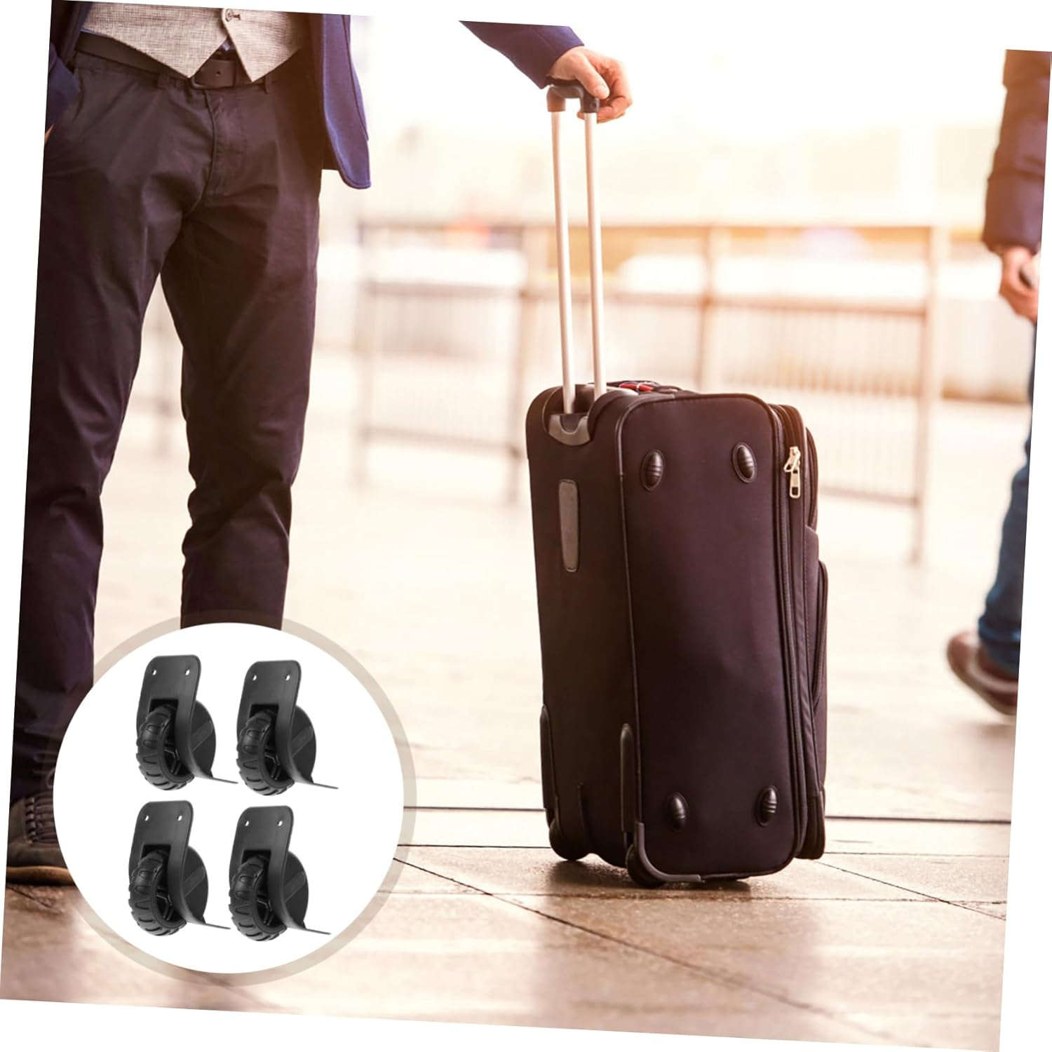 FELTECHELECTR 2 Pairs Black Luggage Repair Wheels Suitcase Spinner Replacement Accessories Suitable for Travel Bags Sturdy Directional Tank Wheels image number 2