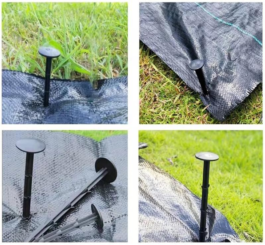 200X Grass Pegs Lawn Turf Weed Mat Plastic Pins Stakes Anchor Lawn Sod Fasten, 11Cm Black Plastic Stakes, Ideal for Garden and Turf Fastening image number 1