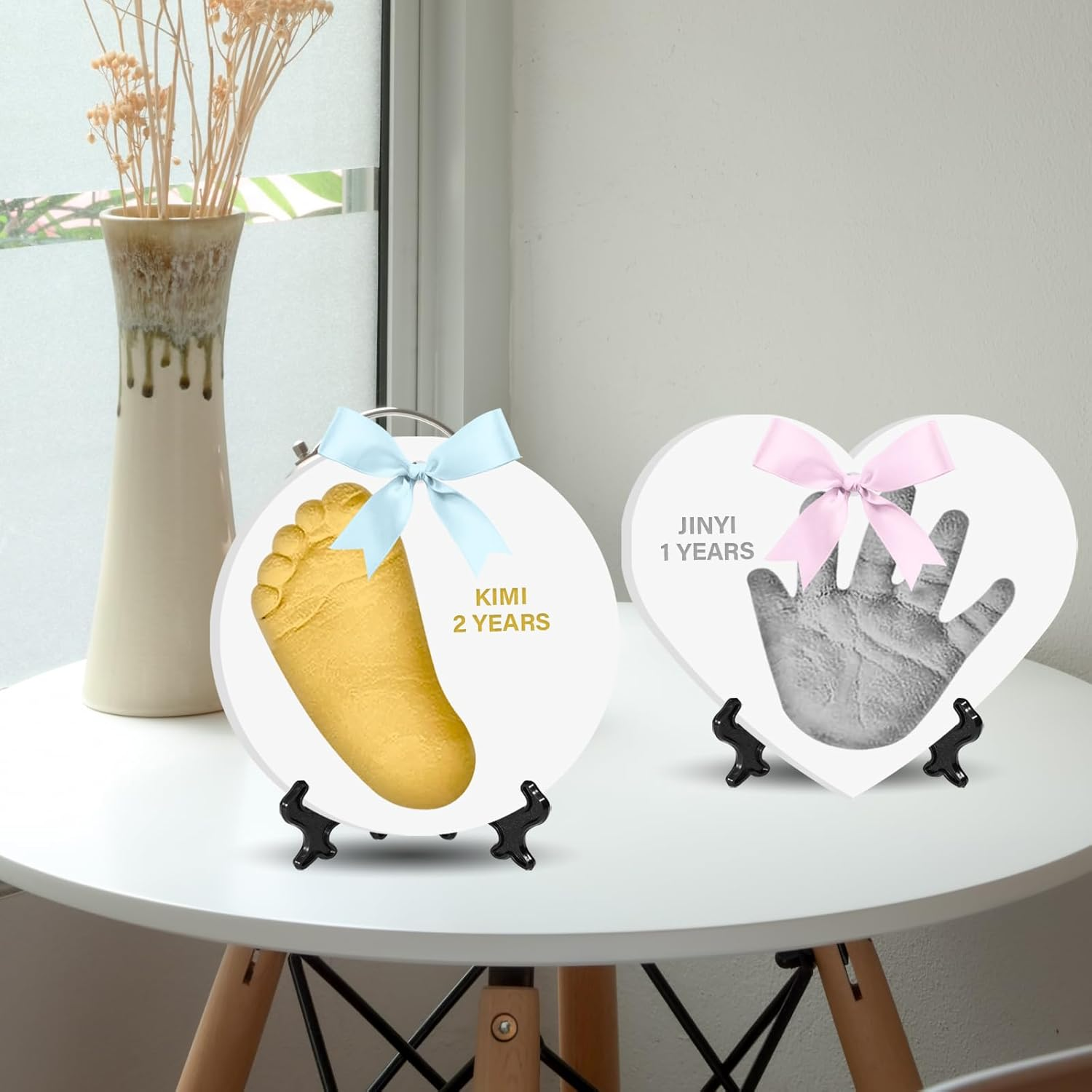 Baby Handprint Footprint Keepsake Ornament Kit Makes 2, Newborn New Mom & Shower Gifts DIY Clay Baby Handprint Ornament Kit, Pet Dog Cat Paw Print Ornament Kit image number 4