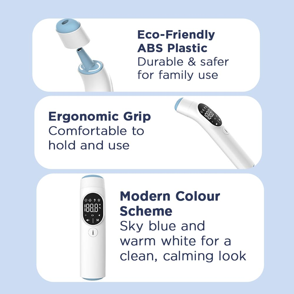 Medical Grade Forehead & Ear IR Digital Fever Thermometer Baby & Whole Family | 3In1 Body, Food & Room Temp| 1-Second Reading | In-Built Probe ARTG TGA | Batteries & Pouch| C/F, Mute Mode, Torch Light image number 4