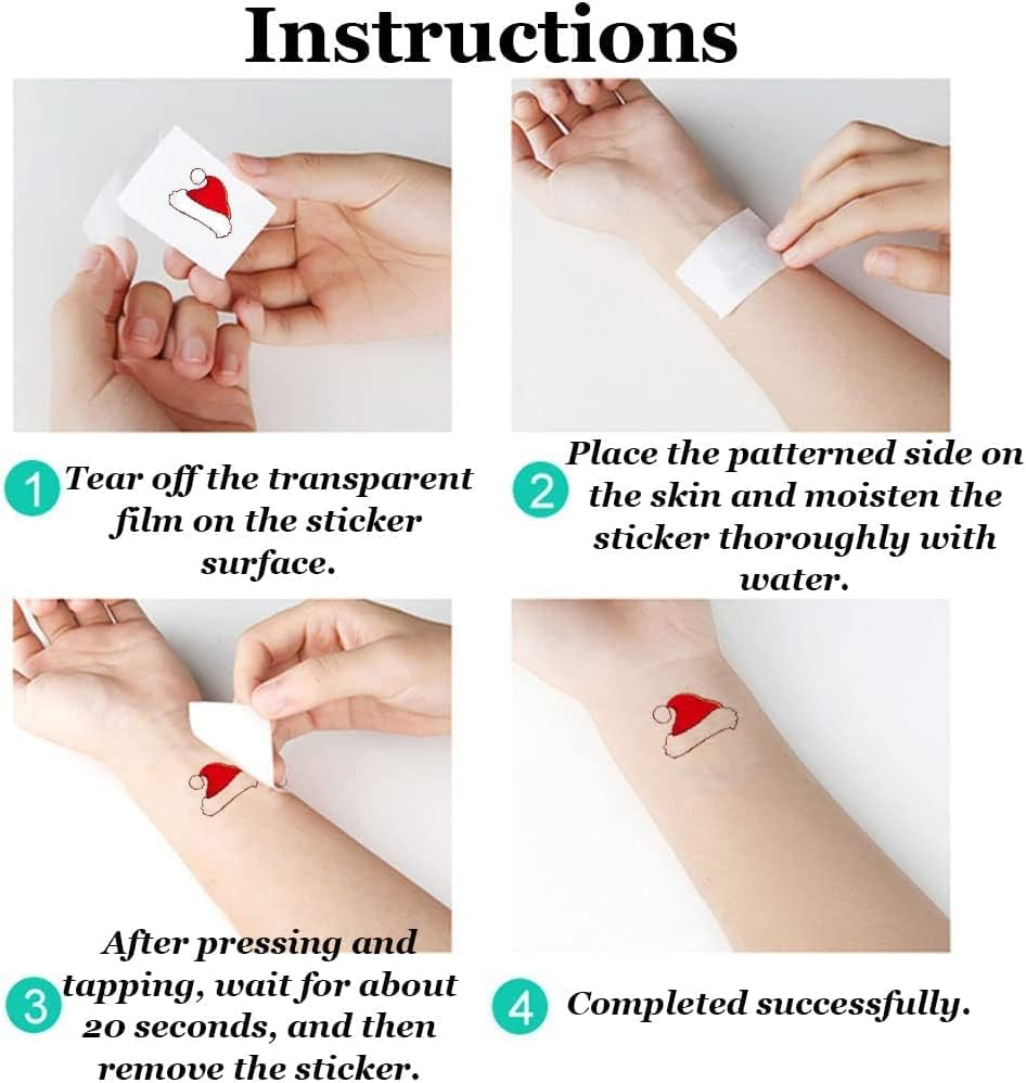 Temporary Tattoo for Kids Adults, 210 PCS Xmas Waterproof Body Stickers, Face Fake Tattoos Kit, Cute Tattoo Decorations, Birthday Party Favor Supplies Decor for Boys Girls Children Holiday Christmas image number 1