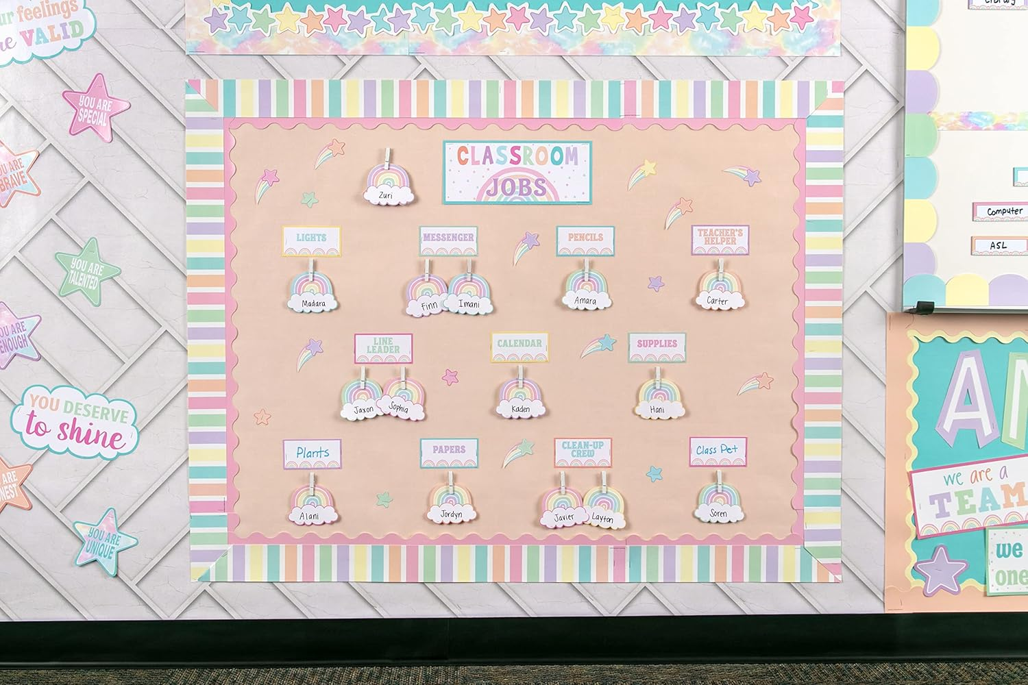 Teacher Created Resources Pastel Pop Stripes Straight Rolled Border Trim - 50Ft - Decorate Bulletin Boards, Walls, Desks, Windows, Doors, Lockers, Schools, Classrooms, Homeschool & Offices