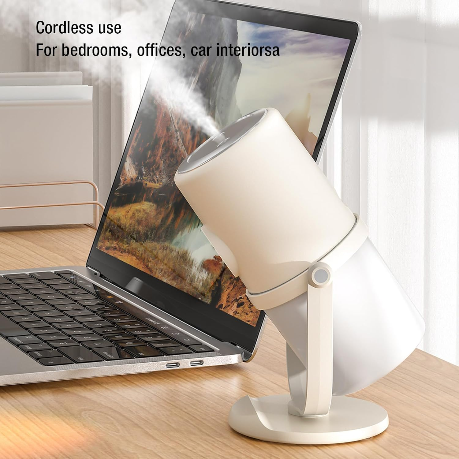 Portable Mini Humidifier, 300ML Cool Mist Humidifiers with Stand, Quiet USB Desktop Humidifier with 2 Mist Mode for Baby Bedroom Travel Office Home, Quiet Mini Humidifier (Beige) image number 3