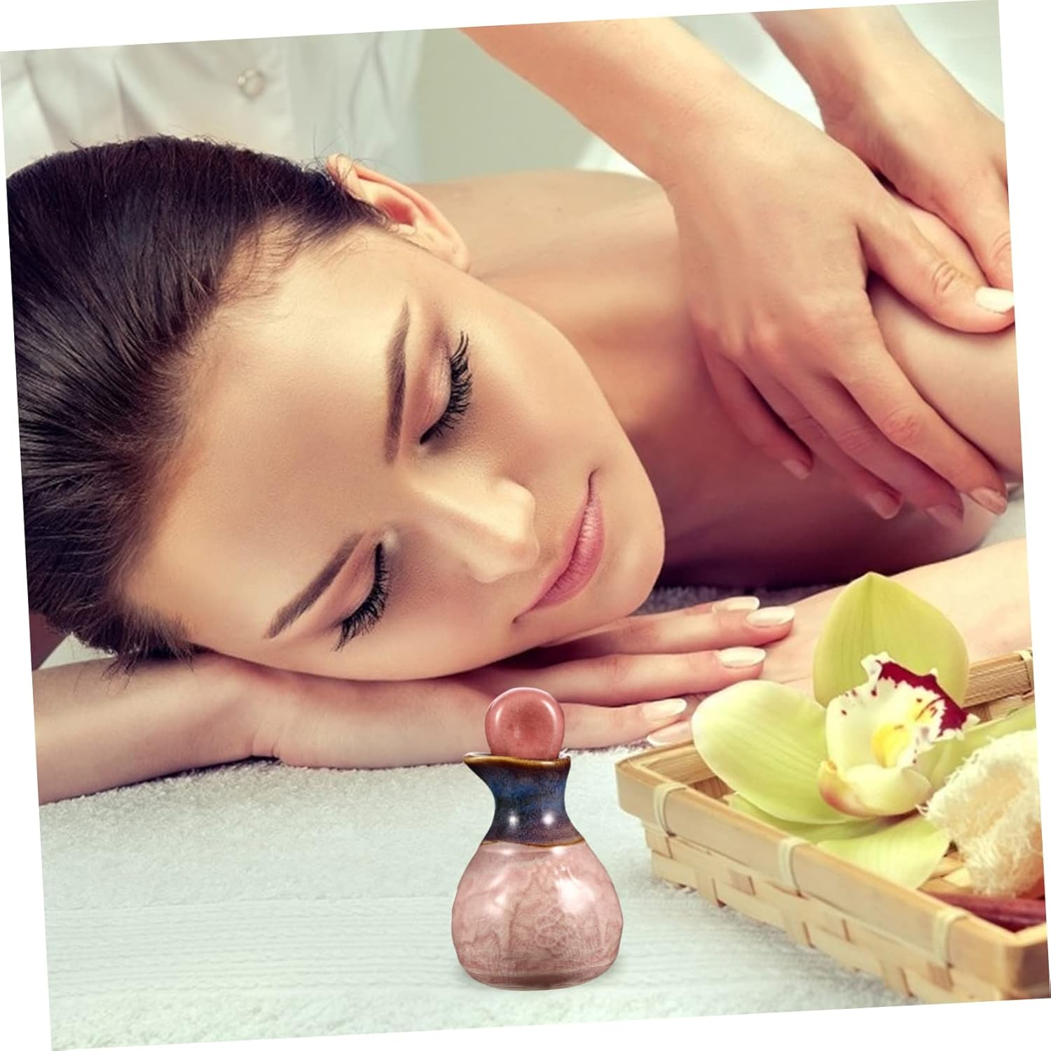 Small Essential Oil Perfume Bottle Dripping Stopper Decor Ceramic Travel Aromatherapy Bottle - Blue image number 2