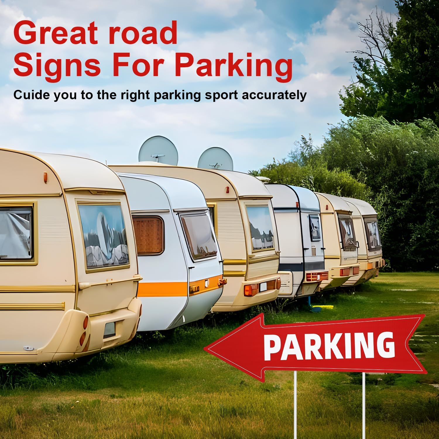8Pcs Event Parking Signs with Stakes, 17 X 6 Inch Double Sided Car Parking Signs with Arrows Waterproof Corrugated Plastic outside Parking Sign Post for Outdoor, Yard, Lawn image number 4