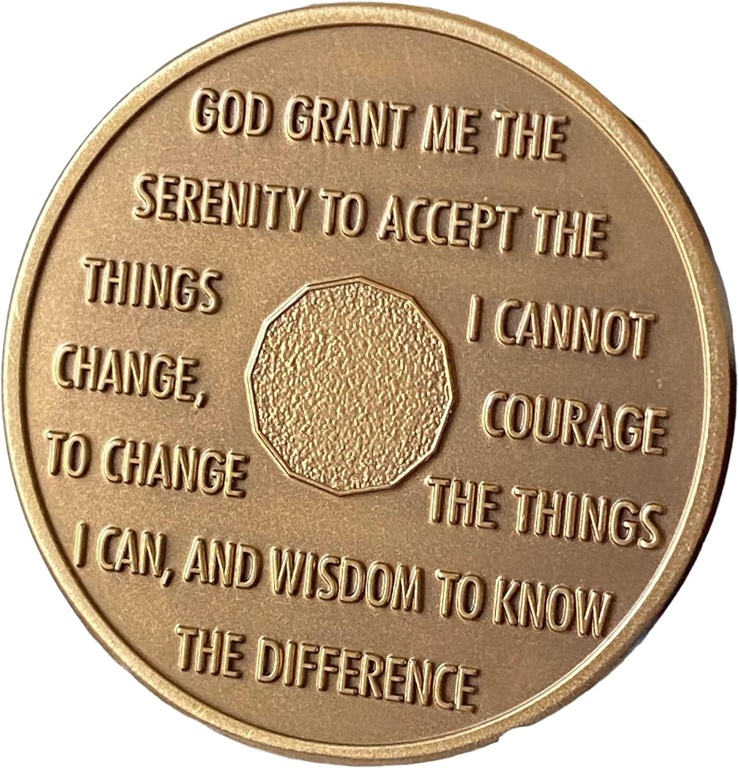 24 Hours AA Medallion 1 Day Premium Serenity Prayer Bronze Sobriety Chip