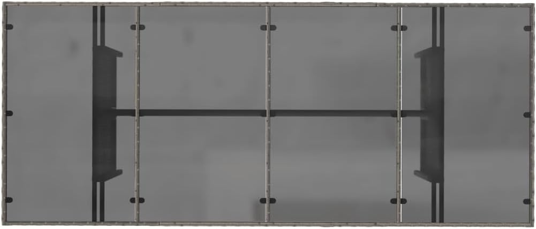 Vidaxl Rectangular Grey Poly Rattan Garden Table - Tempered Glass Top, Powder-Coated Steel Frame, UV-, Outdoor Patio Dining - 190X80X74Cm - Black image number 5