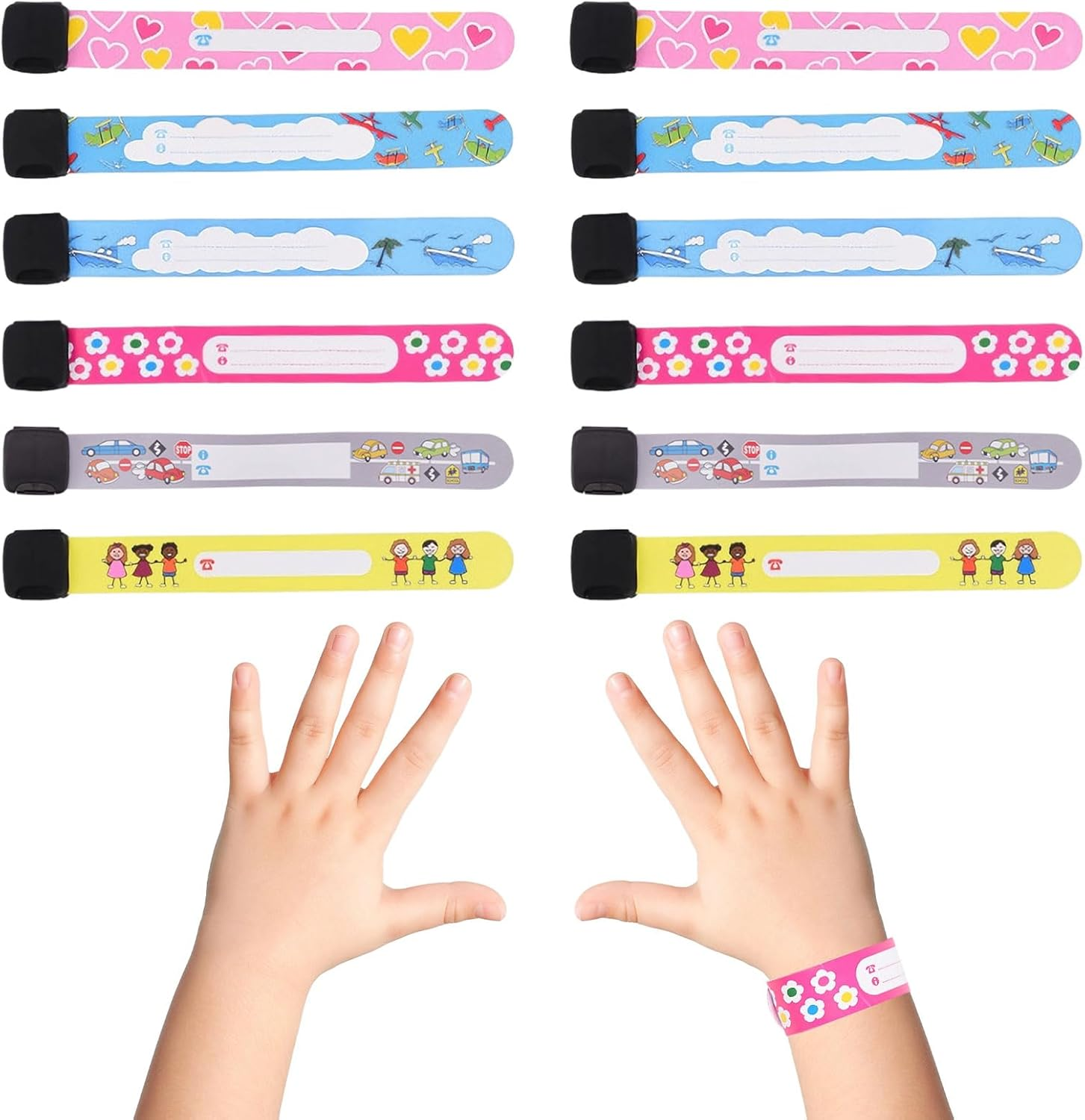 Wrist Band, 12Pcs Wristbands, Children Safety Id Wristband, Waterproof Kids Safety Bracelet, Adjustable Travel Information ID Bracelet for Children'S Field Trips and Outdoor Activities image number 4