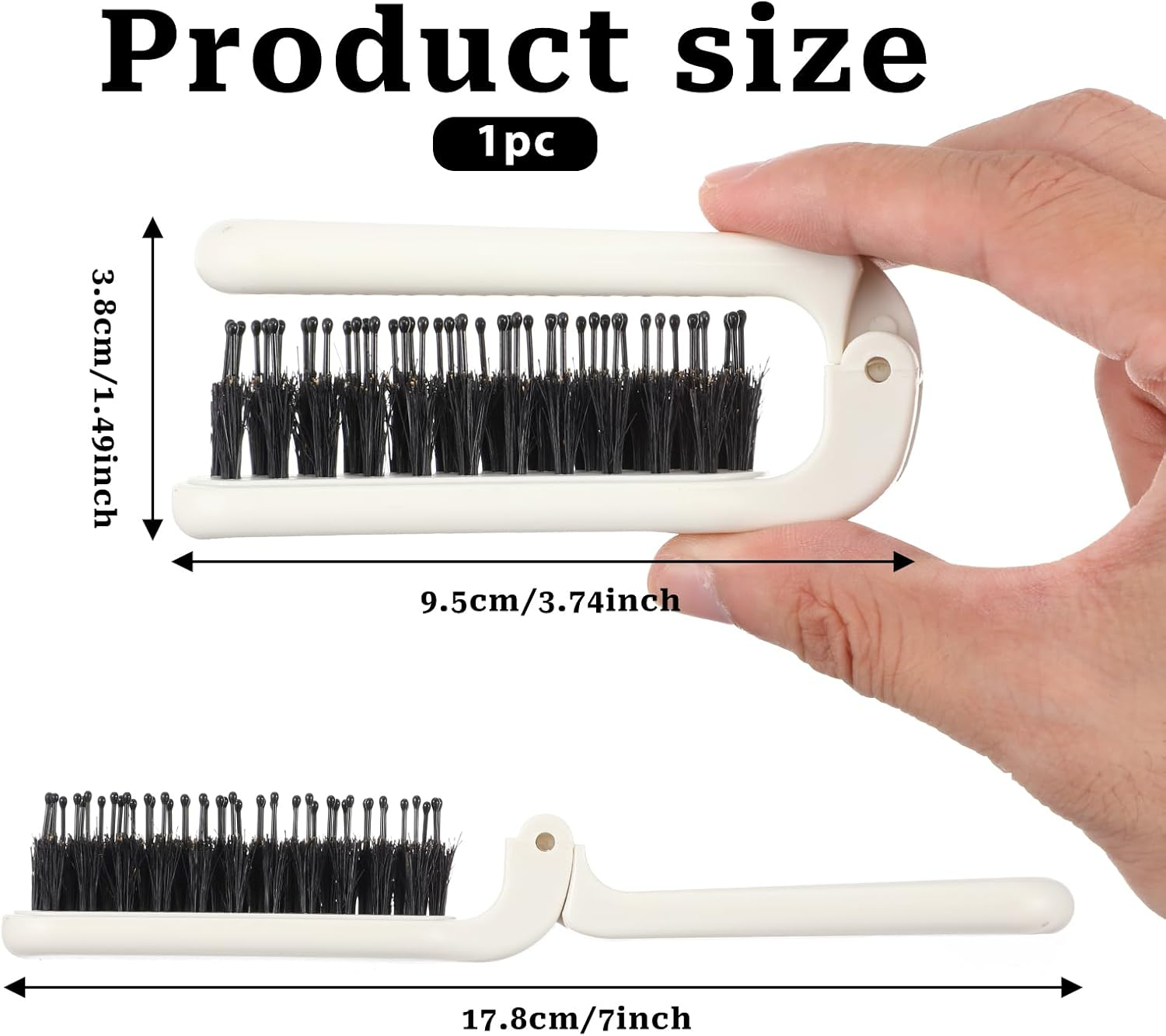 Foldable Hair Brush, Mini Portable Pocket Travel Brush with Boar Bristles for Thin, Thick, Curly, Wet and Dry Hair, Compact Size, Holiday Friendly image number 3