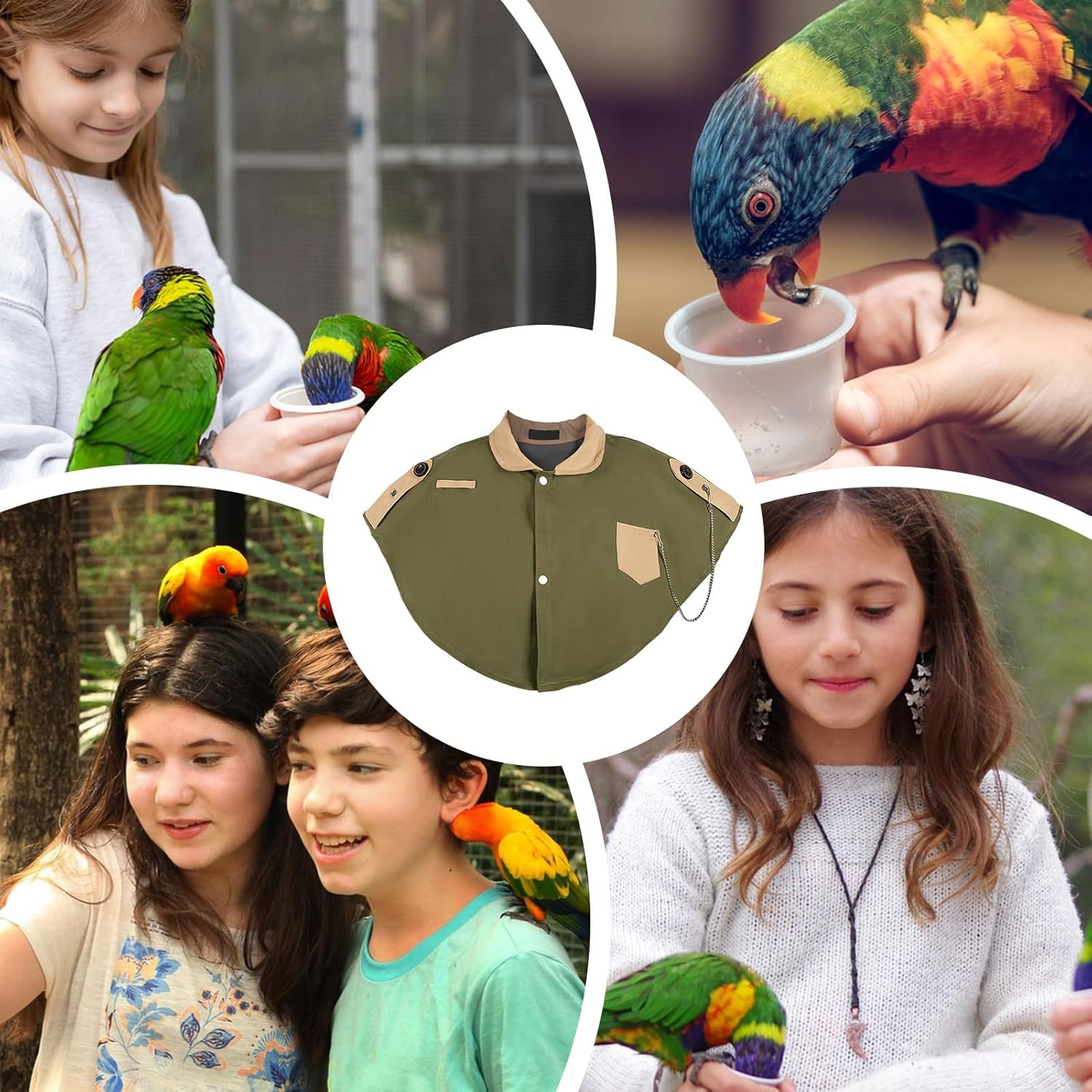 Parrot Shoulder Protector - anti Bite Cape for Parrot | Shoulder Cover with Pocket for Bait and Bite Prevention for Large Birds Cockatiels Cockatiels Outdoor Indoor image number 2