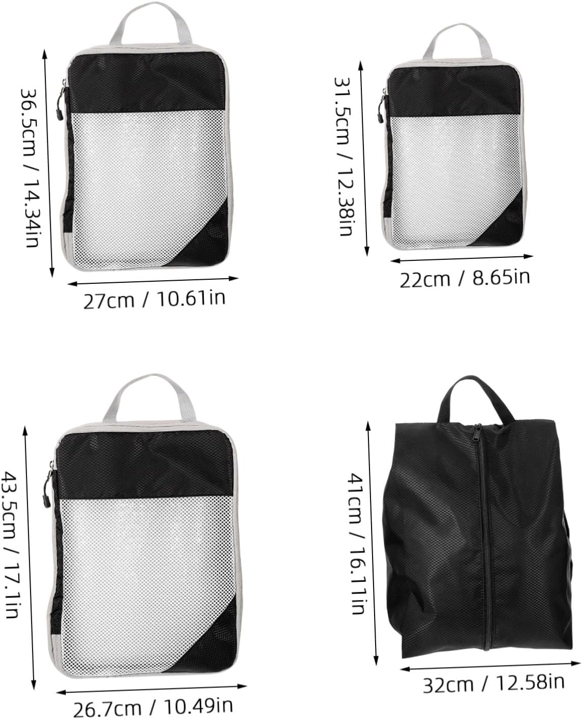 SOLUSTRE 4Pcs Compression Packing Cubes Set with Mesh, Reusable Travel Bags Organizer for Luggage, Clothes and Underwear Storage, Black Clothes Compression Bags for Suitcase Packing in Travel image number 2