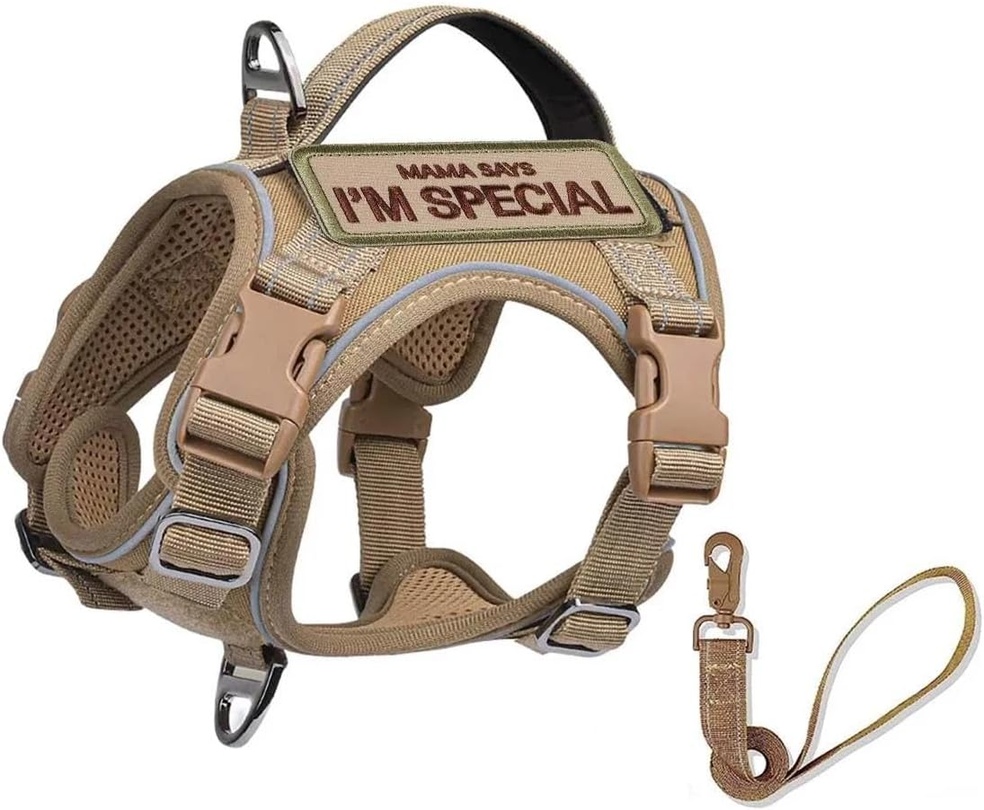 Military Tactical Dog Harness Small Dog Durable Nylon Dog Harness with Handle Adjustable Dog Harness Outdoor Dog Camping Hunting Training Harness,A,Xs image number 3