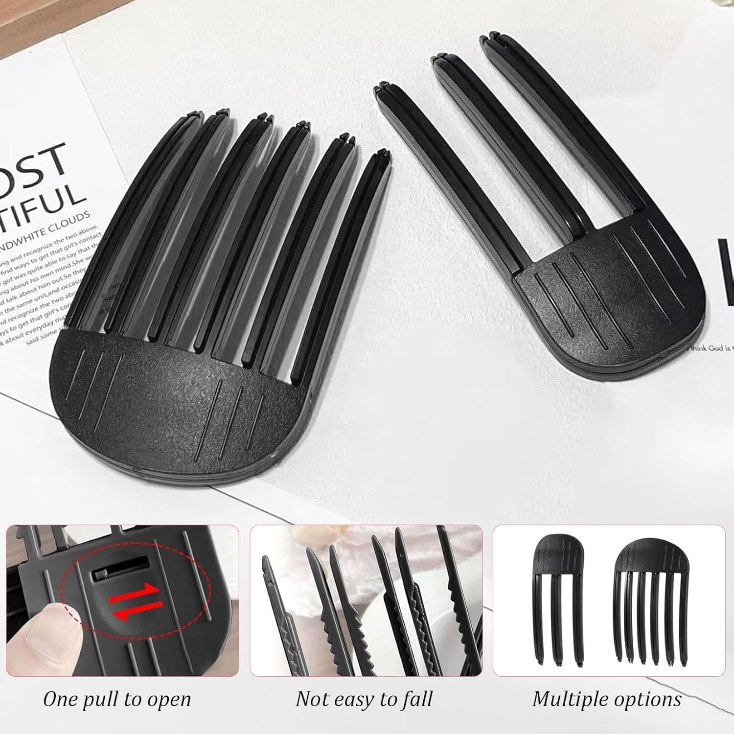 Pack of 2 Volume Clips Hair, Volume Hair Clips, Volume Hair Clips for Hairline, Hair Root Lifting Clips for Men Women Fluffy Bangs Hairstyle (Black) image number 5