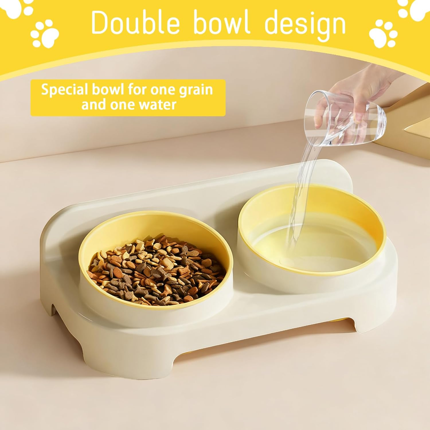 Alyxen Raised Cat Bowl, Plastic Feeding Bowl, Ergonomic Cat Bowl, 15&deg; Tilted Food and Water Bowls for Cats and Puppies
