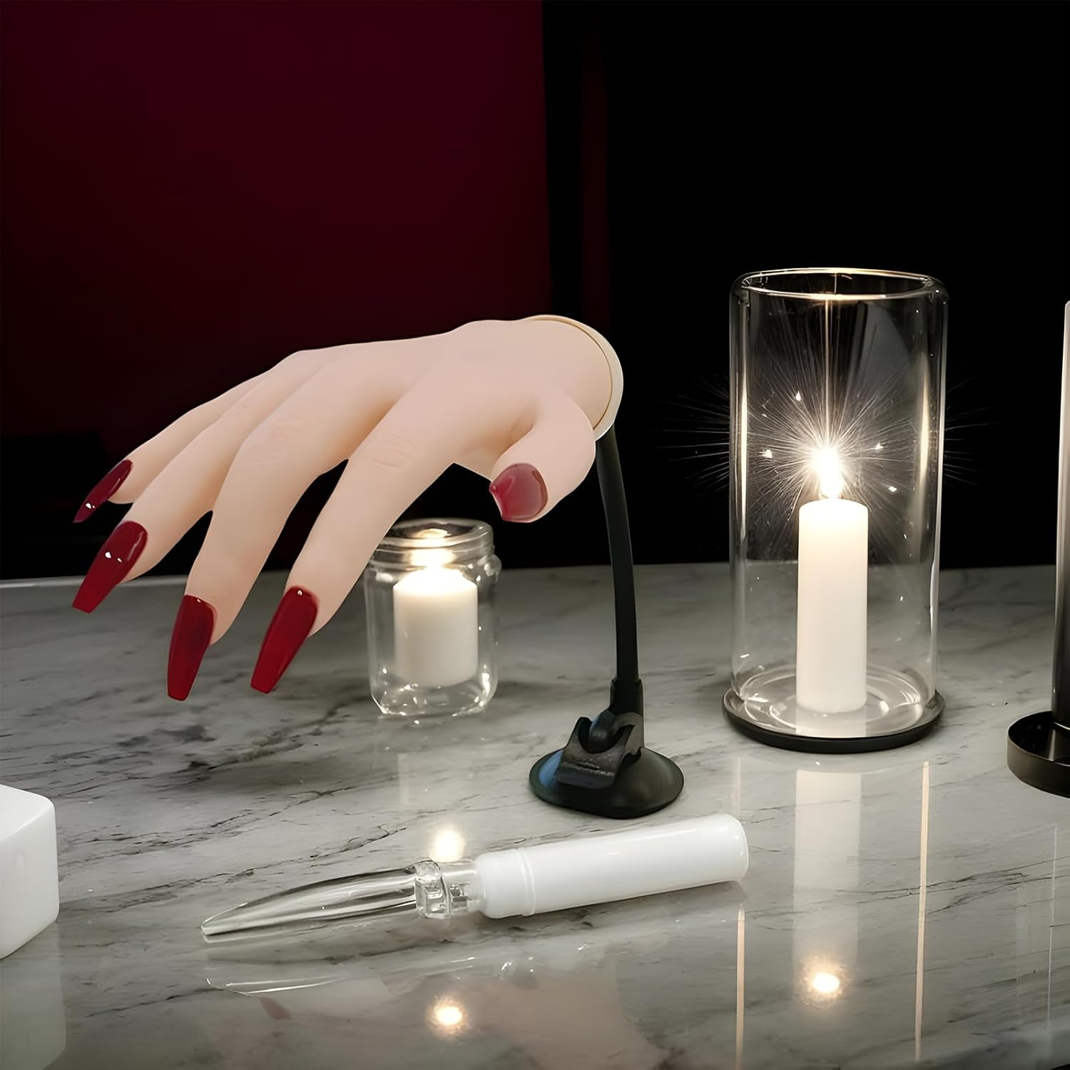 Nail Practice Hand - Practice Nail Hand | Silicone Soft Fingers Model with Jelly Glue Suction Cup Beginner-Friendly for Student Education Women Salon Demonstration image number 3